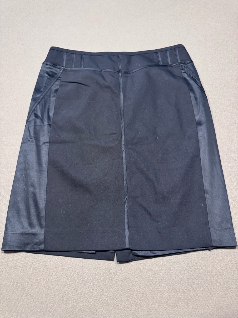 Vintage Caché black leather panel pencil skirt